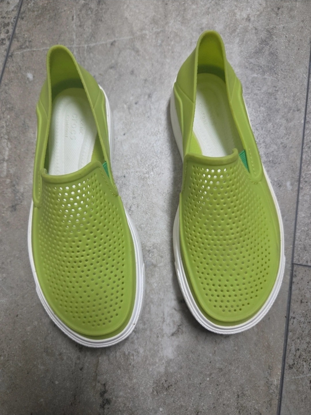 - CROCS Kids Lime Green Perforated Slip-On Clogs